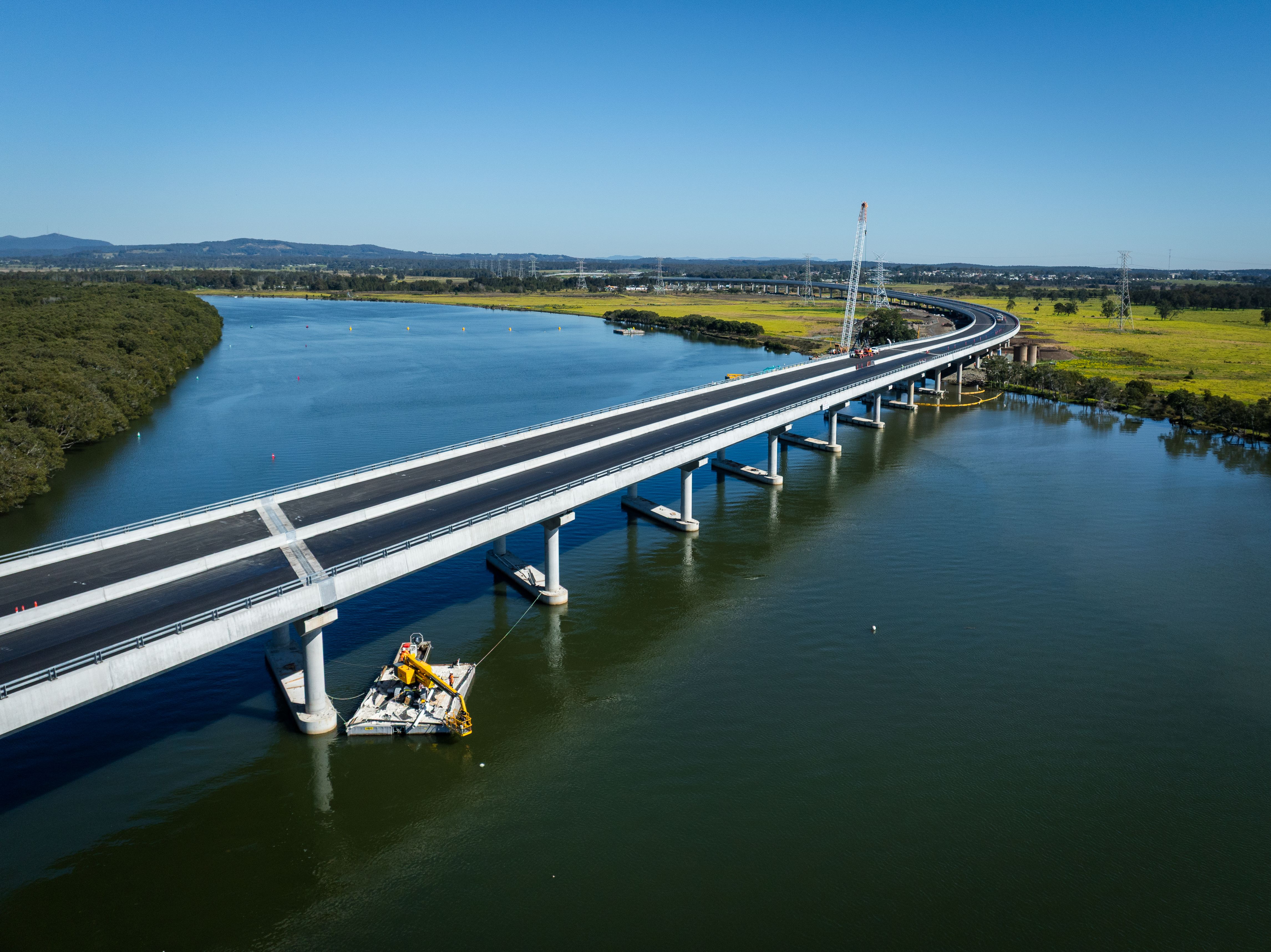 Viaduct over the Hunter River and surrounding flood plain nearing completion.jpg