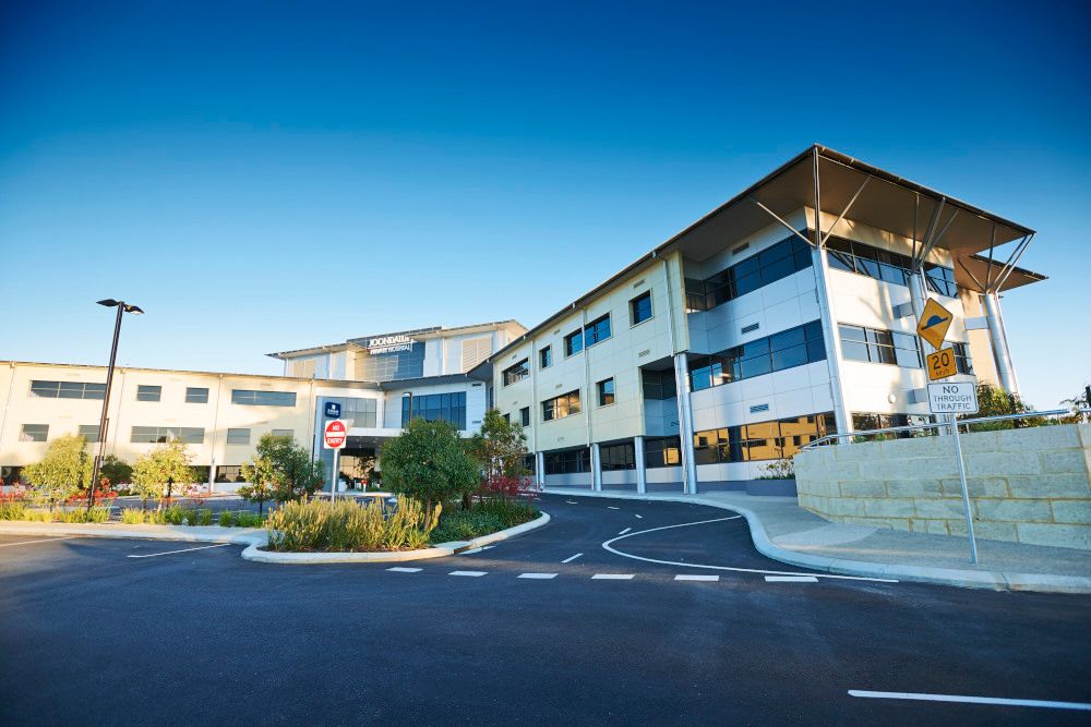 Joondalup Health Campus entrance representing Joondalup's healthcare economy
